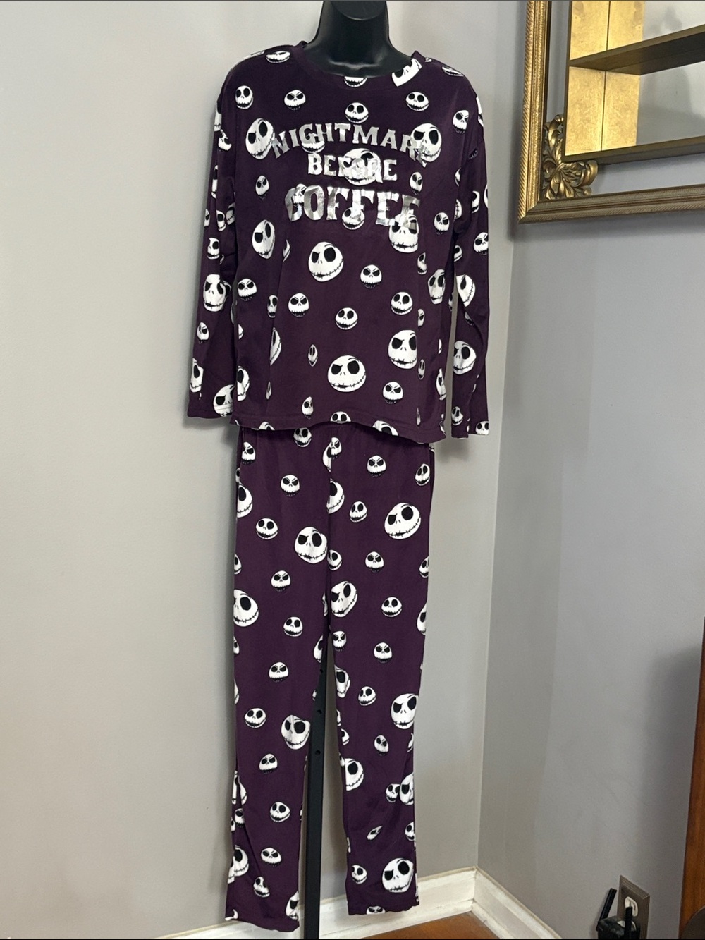 Disney Small Tim Burtons Purple Nightmare Before Coffee Pajama Set